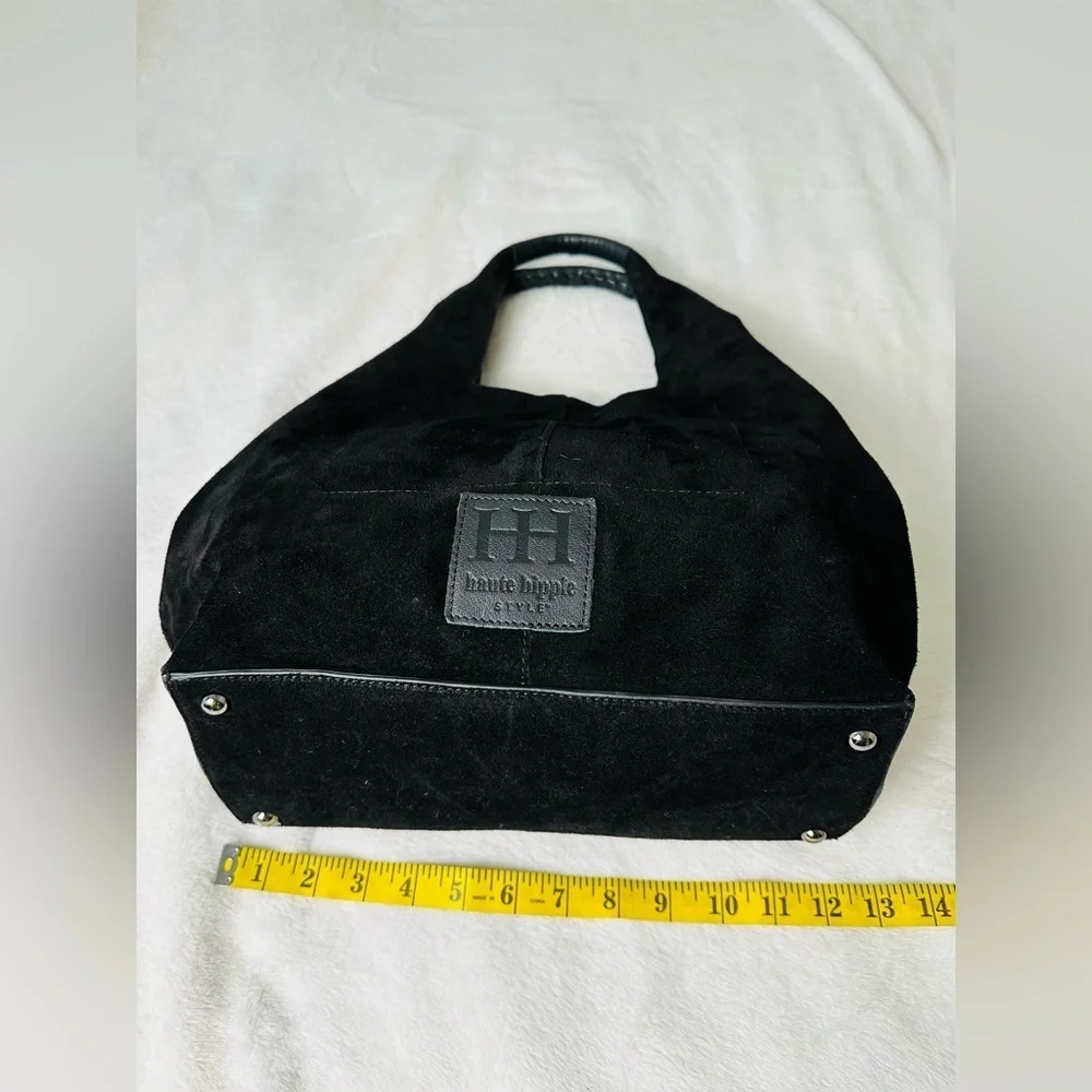 Haute Hippie Black Suede Hobo Bag With Detachable Pouch